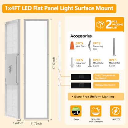 1x4 LED Flat Panel Light Surface Mount
