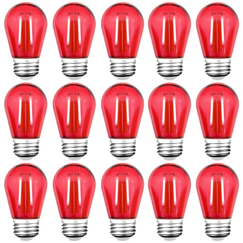 S14 LED Shatterproof 2 Watt String Light Bulbs Plastic Waterproof E26 Base Filament Edison Outdoor Replacement Christmas Light Bulbs