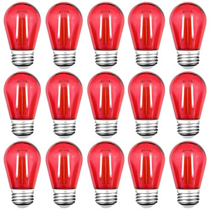 S14 LED Shatterproof 2 Watt String Light Bulbs Plastic Waterproof E26 Base Filament Edison Outdoor Replacement Christmas Light Bulbs