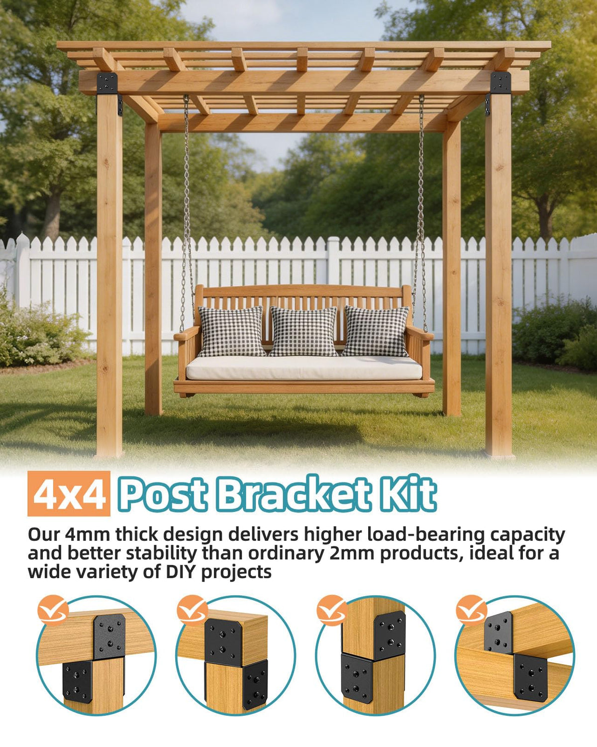 4x4 Post Bracket Kit for Wood Posts (Black)