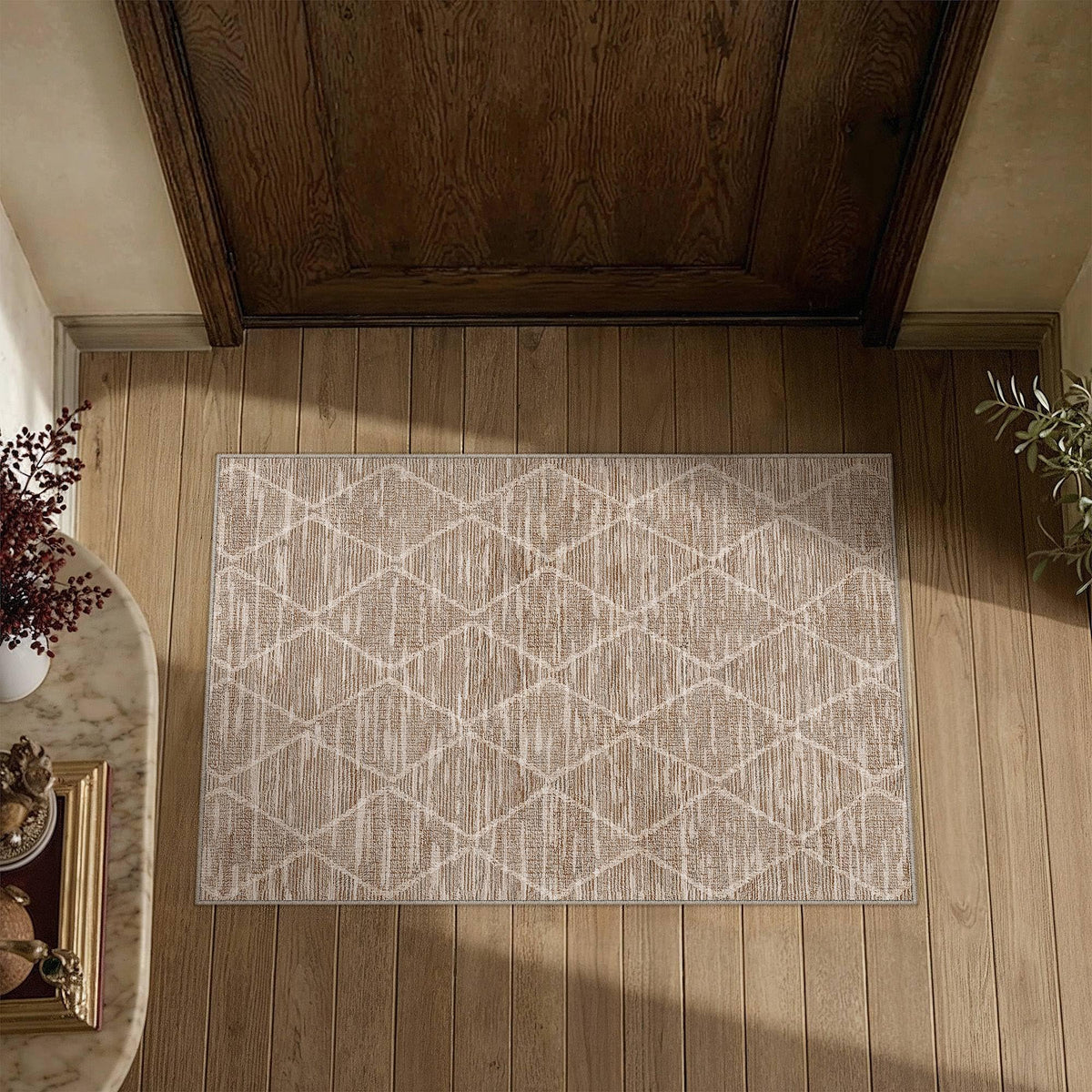 2x3 Area Rugs Brown Washable Entryway Rug (L| Brown / 2' x 3' (Rectangular))