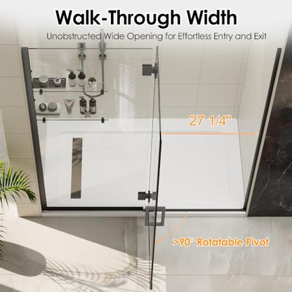 Pivot Shower Door 60x74 Matte Black