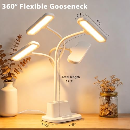 LED Desk Lamp for Dorm Room Small Desk Lamp with Pen Holder 5 Color Modes