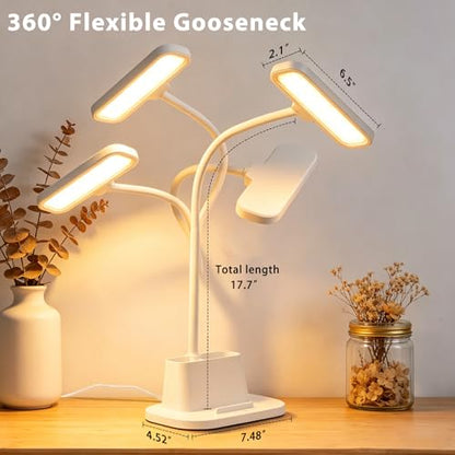 LED Desk Lamp for Dorm Room Small Desk Lamp with Pen Holder 5 Color Modes