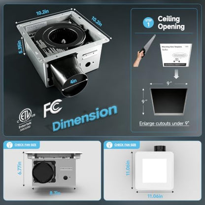 Ultra Quiet Bathroom Exhaust Fan with Light