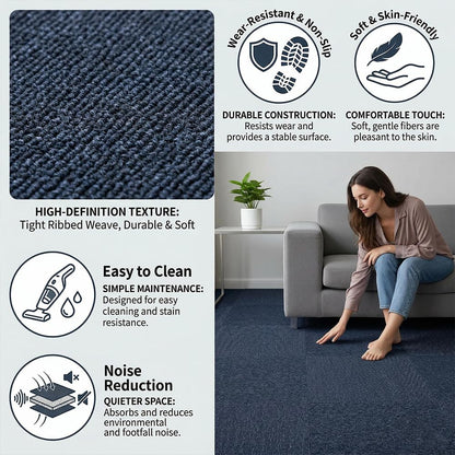 32 Pieces of Carpet 20x20 inch Square Carpet Tiles (Light Blue-07)