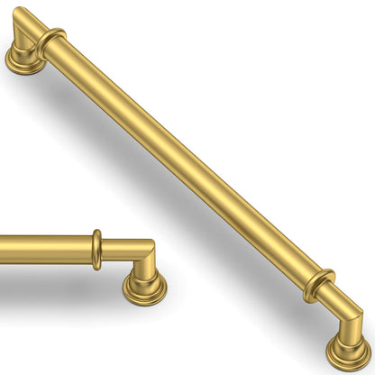 5 Pack Vibrant Brushed Moderne Brass Cabinet Pulls 7.5 Inch (7.5" Hole Center / Vibrant Brushed Moderne Brass)