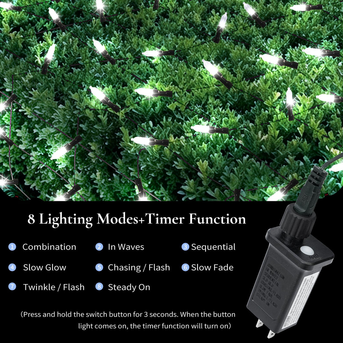 Christmas Net Lights Outdoor (Cool White-1PCS)