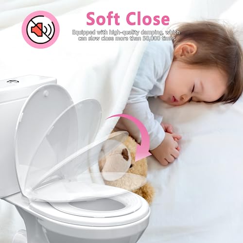 Toddler Toilet Seat with Potty Training Seat Round 16.5inch (White / Round 16.5inch with Baby Seat)