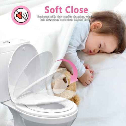 Toddler Toilet Seat with Potty Training Seat Round 16.5inch (White / Round 16.5inch with Baby Seat)