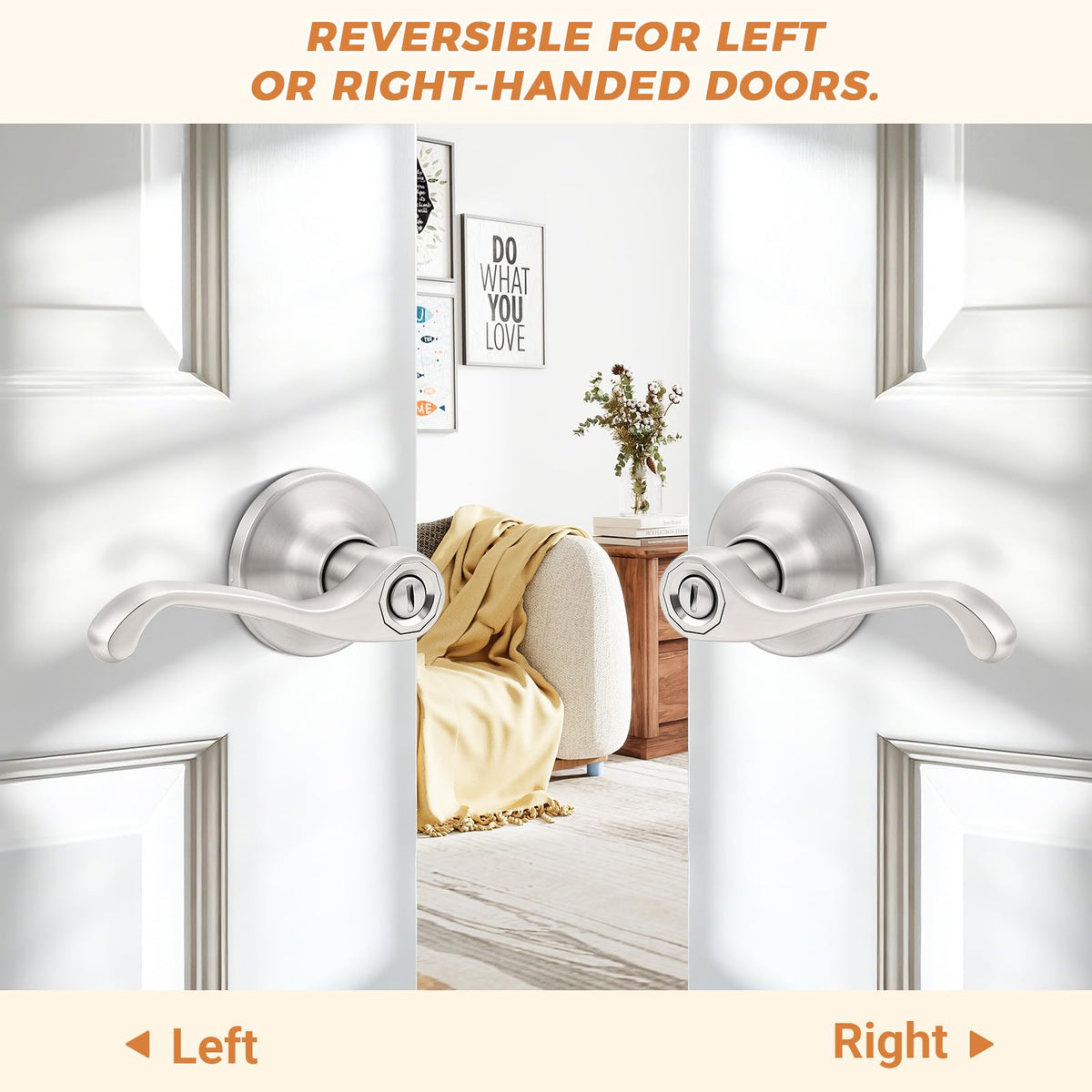Scroll Privacy Door Lever 6 Packs (Satin Nickel)