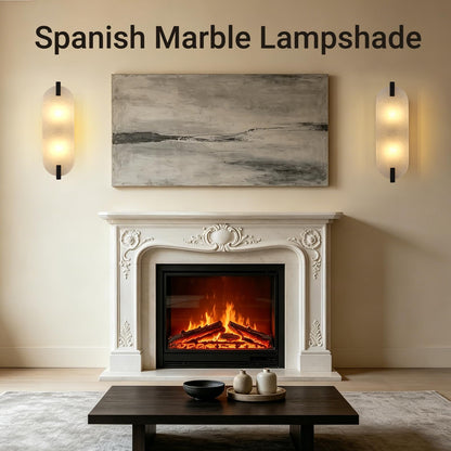 Modern Alabaster Wall Sconces (Black-15.7in-1 Pack)