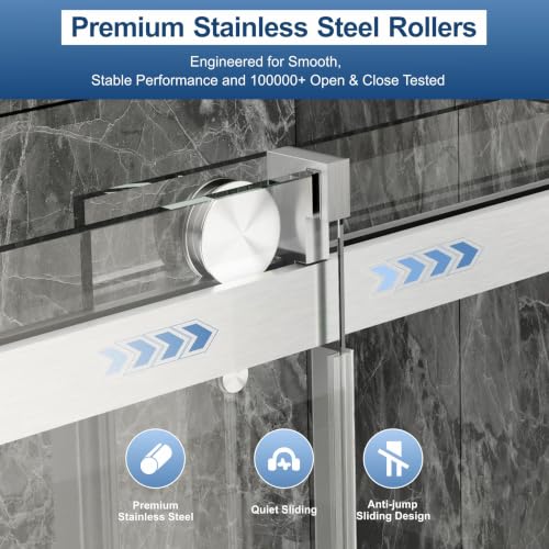 67 72" W x 76" H Frameless Bypass Sliding Shower Door for Walk in Shower