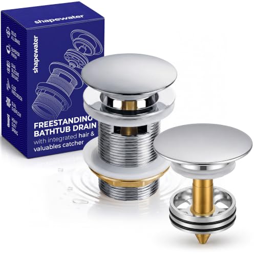 Solid Brass Freestanding Bathtub Drain with Integrated Hair & Valuables Catcher
