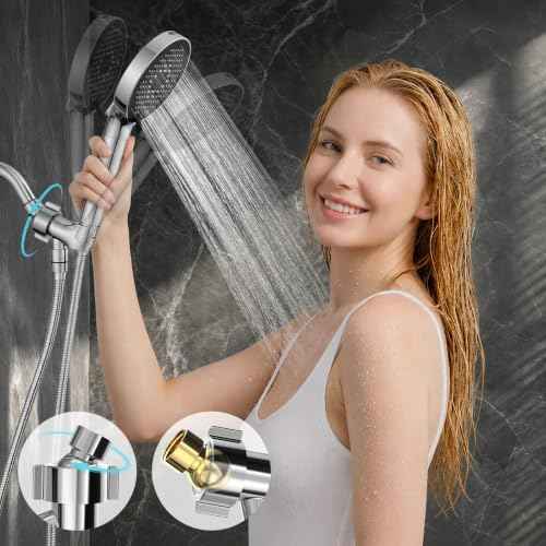 High Pressure Filtered Handheld Shower Head 9 Spray（1 filter） (2.5 Gallon Per Minute+1 Filter / Chrome Silver)