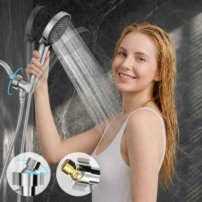 High Pressure Filtered Handheld Shower Head 9 Spray（1 filter） (2.5 Gallon Per Minute+1 Filter / Chrome Silver)