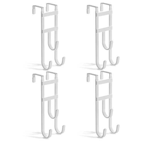 4 Pack Over the (White / Short hooks-4 Packs Fit 1-1/2'' Interior Door)