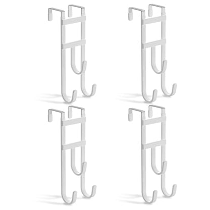 4 Pack Over the (White / Short hooks-4 Packs Fit 1-1/2'' Interior Door)