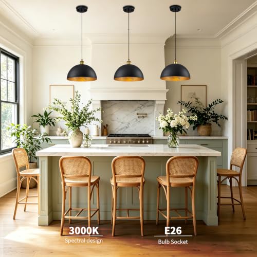 20" Large Modern Black Dome Pendant Light