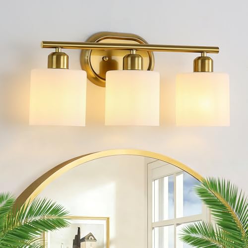 Bathroom Vanity Light with Milky White Frosted Glass Shades