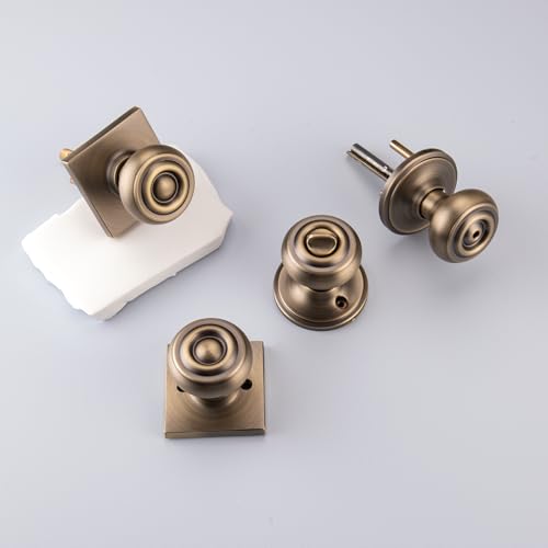 Antique Brass Door Knobs Interior with Turn Lock