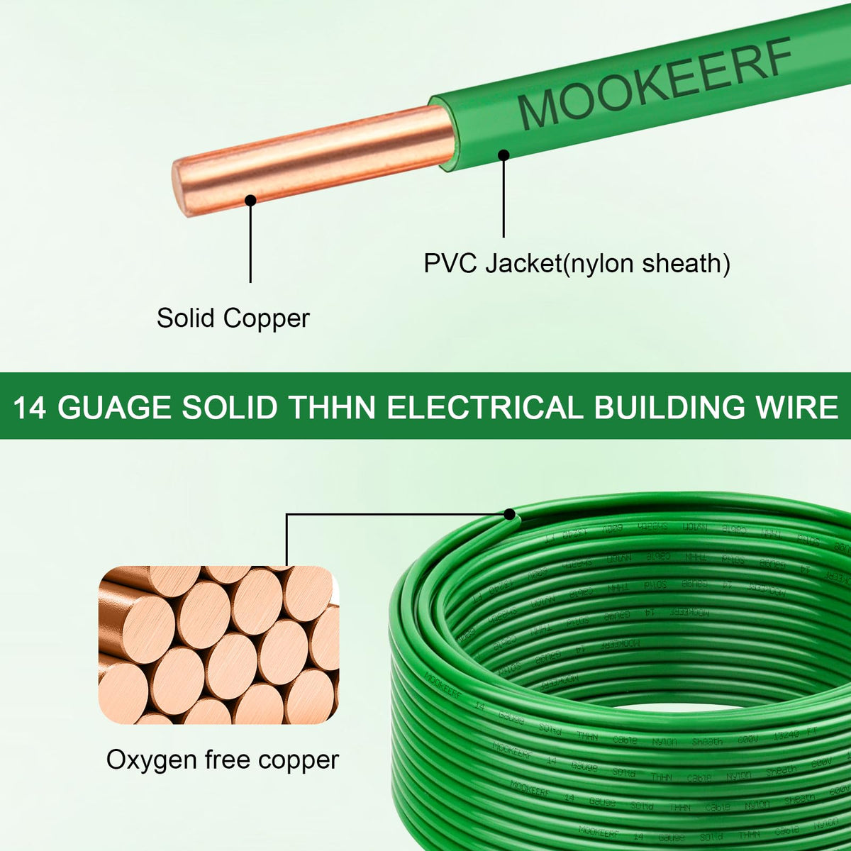 THHN Wire 14 Gauge 200FT (14 Gauge 200FT / Green)