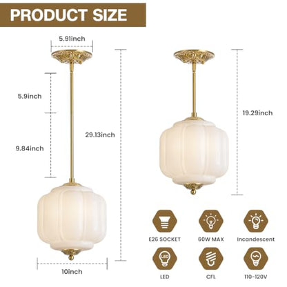 Vintage Milk Glass Ceiling Light (Gold/Milk White)