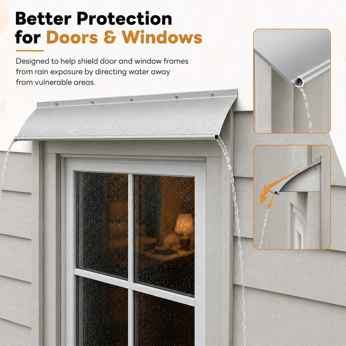 4" Extra Wide Door Rain Drip Guard (Silver / 40"L)