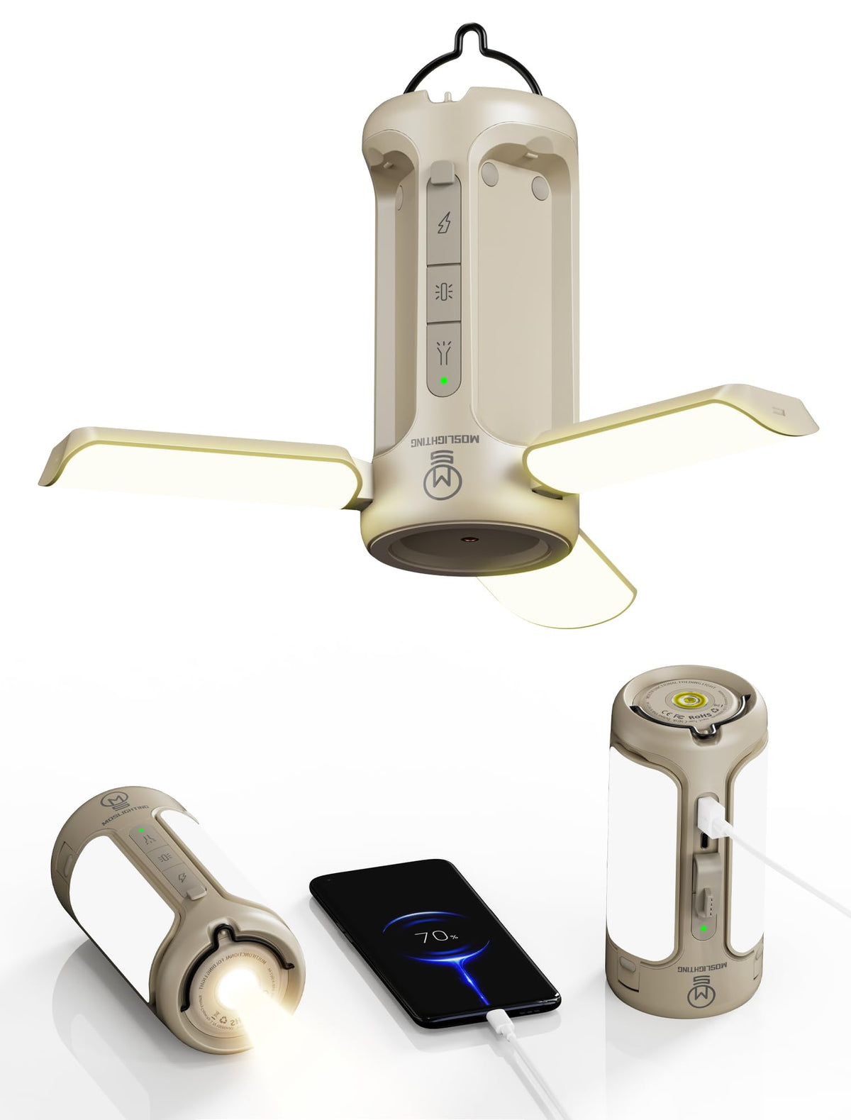 3 in 1 Folding Camping Lantern Rechargeable