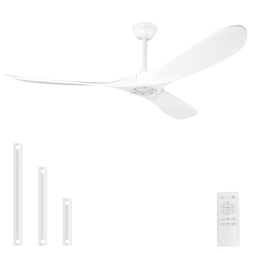 Solid Wood Ceiling Fans no Light (60 inch / White)