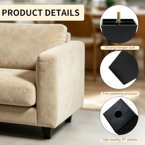 FabricJoy 12 Pack Plastic Furniture Legs Square Sofa Couch Legs Replacement Tapered Feet with M8 T