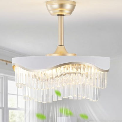 20" Gold Crystal Fandelier Ceiling Fan with Light