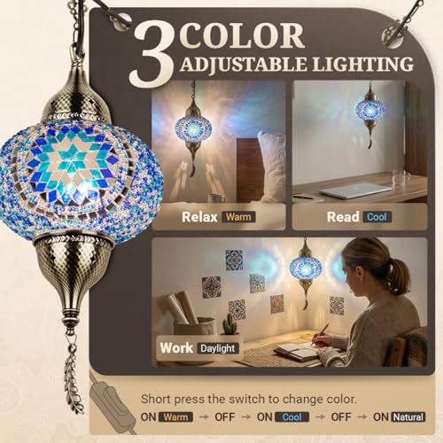 Turkish Moroccan Mosaic Pendant Light (Blue2)