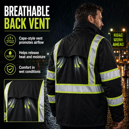 Reflective Rain Suits for Men Waterproof High Visibility Rain Gear