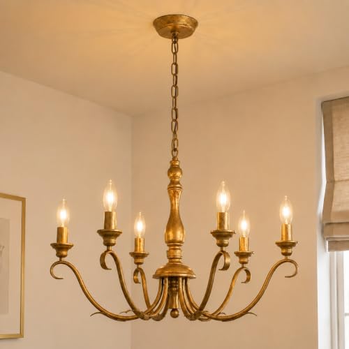 Farmhouse Vintage Antique Brass Chandelier