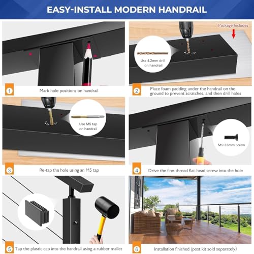 10FT Marine Grade Stainless Steel Black Handrail (10 Feet)