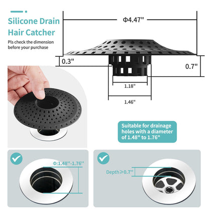 Bathtub Drain Hair Catcher (‌dark Black)