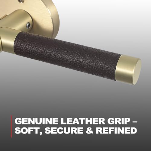 Leather Wrapped Brass Privacy Door Handle