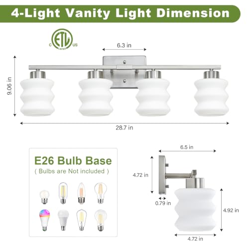 Modern Bathroom Light Fixtures (Brushed Nickel / 4-Light)