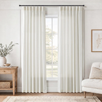 Natural Linen Curtains 82 Inches Long 2 Panels for Living Room (Natural / 50"W x 82"L (Pack of 2))