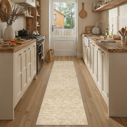 2x8 Runner Rugs Beige Washable Hallway Rug (L| Beige / 2' x 8' (Runner))
