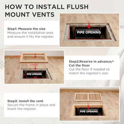 4x10 Inch Oak Floor Register (4x10 / White-1pcs)