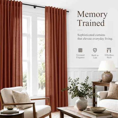 Terracotta Linen Curtains 108 Inches Long for Living Room 2 Panels (Terracotta / 52"W x 108"L (Pack of 2))