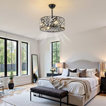 Crystal ceiling fan with light remote APP control