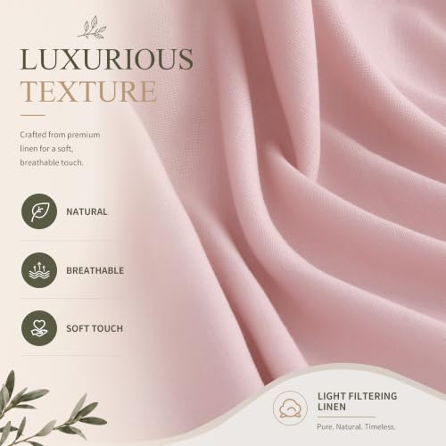Pink Linen Curtains 90 Inches Long Drape for Living Room 2 Panels (Pink / 52"W x 90"L (Pack of 2))