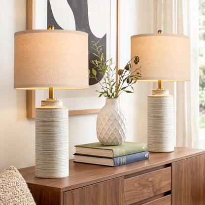 27" Vintage Ceramic Table Lamp Set of 2