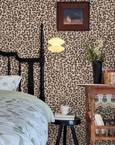 Cheetah Print Wallpaper Room Decor Brown Leopard Peel and Stick Wallpaper