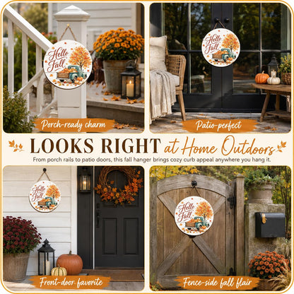 Fall Door Decor Wooden Hello Fall Sign (Fall22)