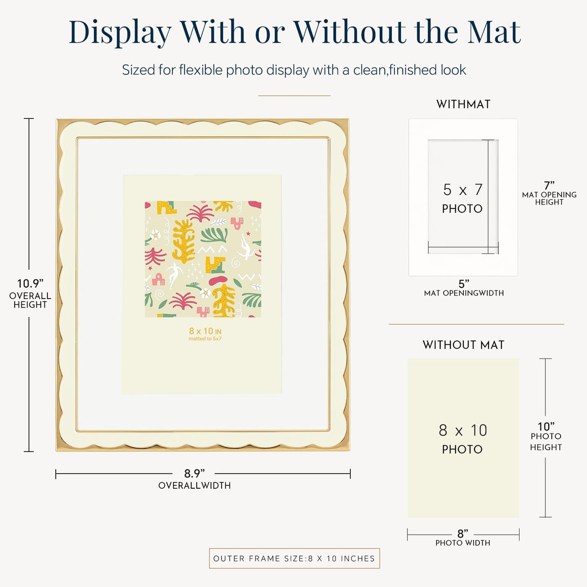 8x10 Scalloped Enamel Picture Frame (Cloud Ivory / 8x10)
