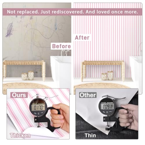Pink and White Striped Peel and Stick Wallpaper Striped Pink Stripes Modern Contact Paper for Cabinets Bedroom Bathroom Accent Wall Decor